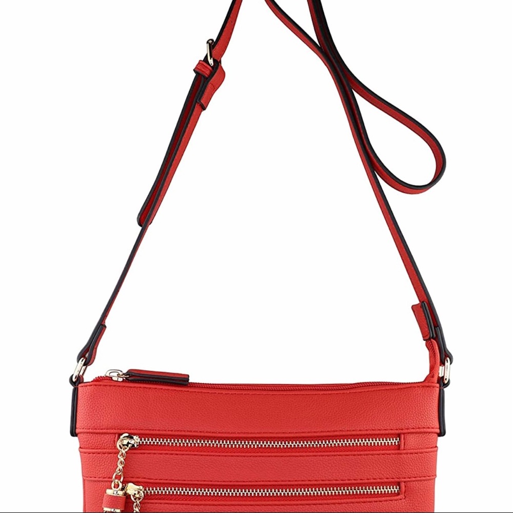 BBRENTANO Vibrant Faux Leather Gold Zip Hardware Tassel Accents Shoulder Bag - Picture 5 of 6